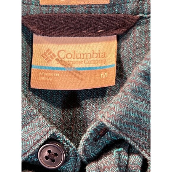 Columbia Mens Shirt Short Sleeve Sz Med Button Down Blue Striped Pocket Stretch - Picture 5 of 7